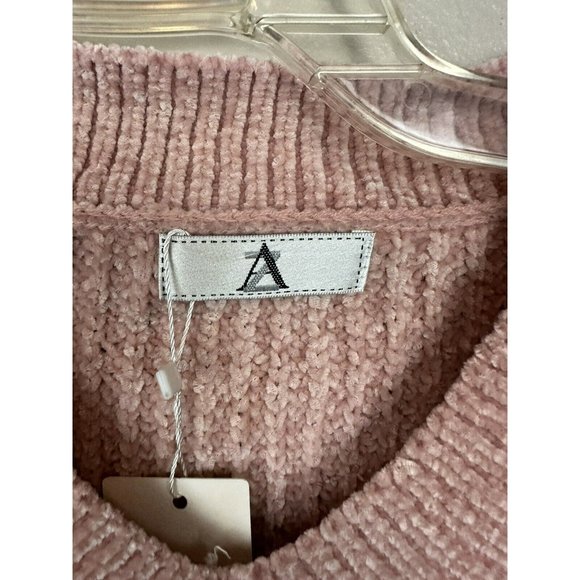 Sweaters for Women V Neck Long Sleeve Pullover Knit Top Pink Chunky Knit - Picture 3 of 11